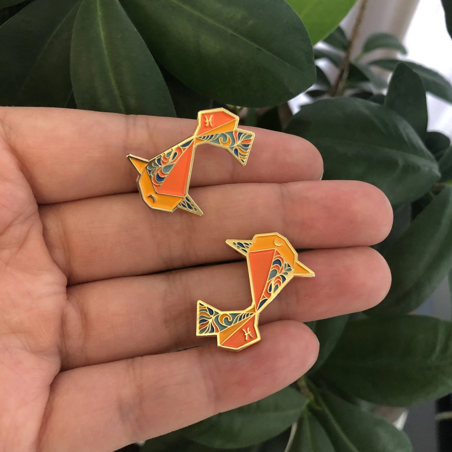 Origami Pisces Enamel Pin