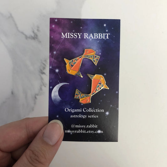 Origami Pisces Enamel Pin