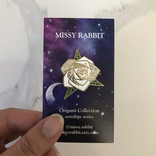 Origami Virgo/Rose Enamel Pin