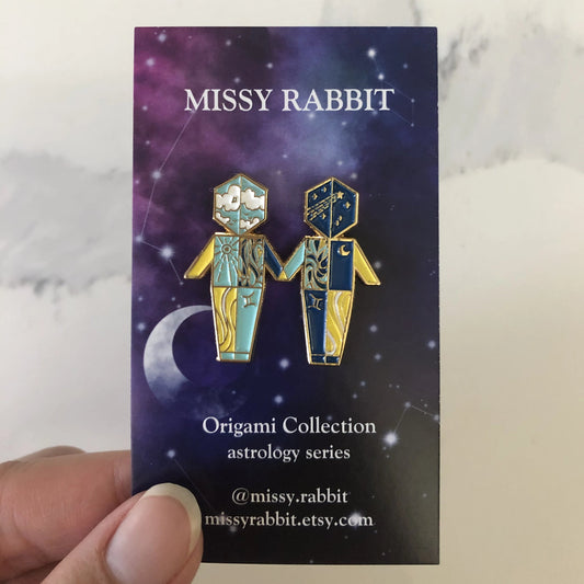 Origami Gemini Enamel Pin