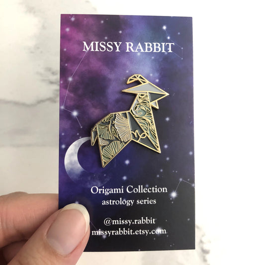 Origami Capricorn/Horned Goat Enamel Pin