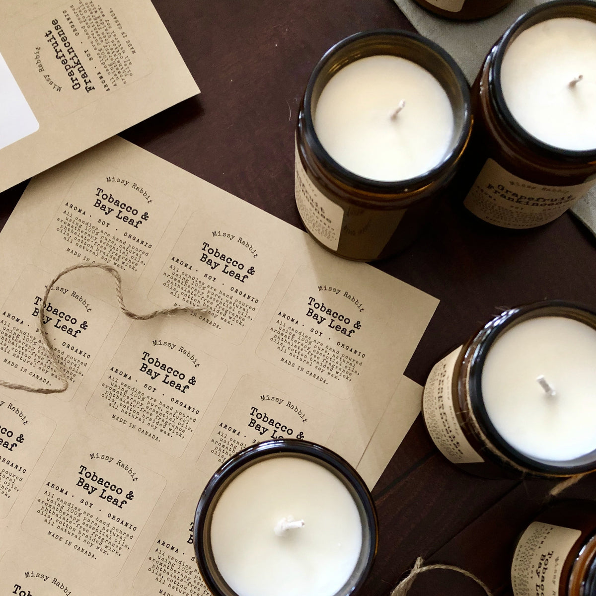 Tobacco + Bay Leaf Handcrafted Soy Candle