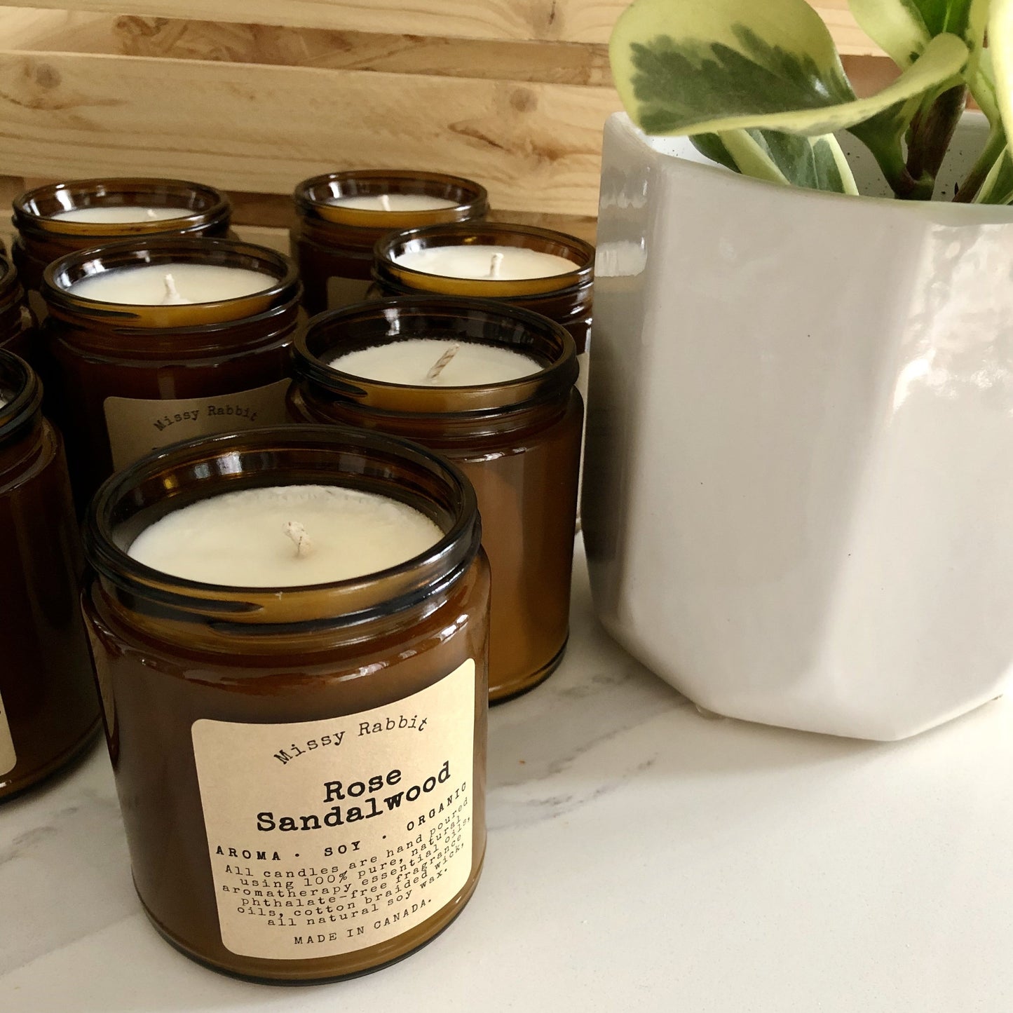 Rose Sandalwood Essential Oil Handcrafted Soy Candle