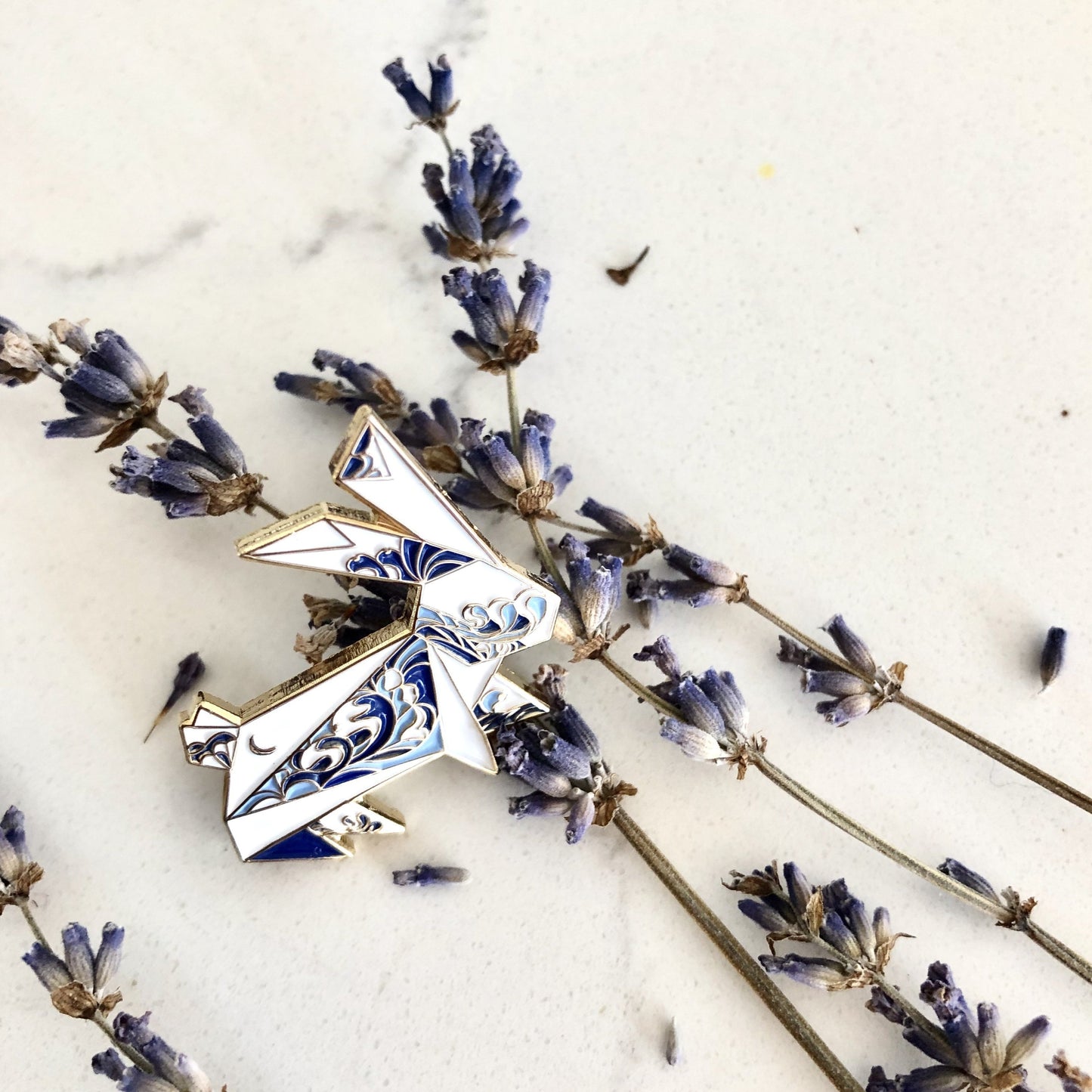 Origami Rabbit Enamel Lapel Pin