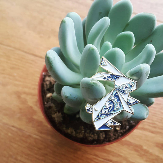 Origami Rabbit Enamel Lapel Pin
