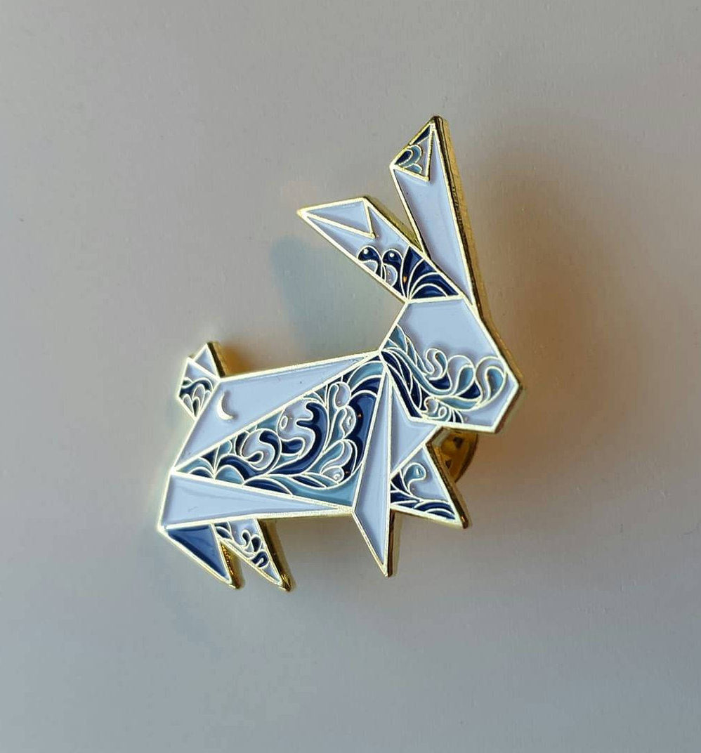Origami Rabbit Enamel Lapel Pin