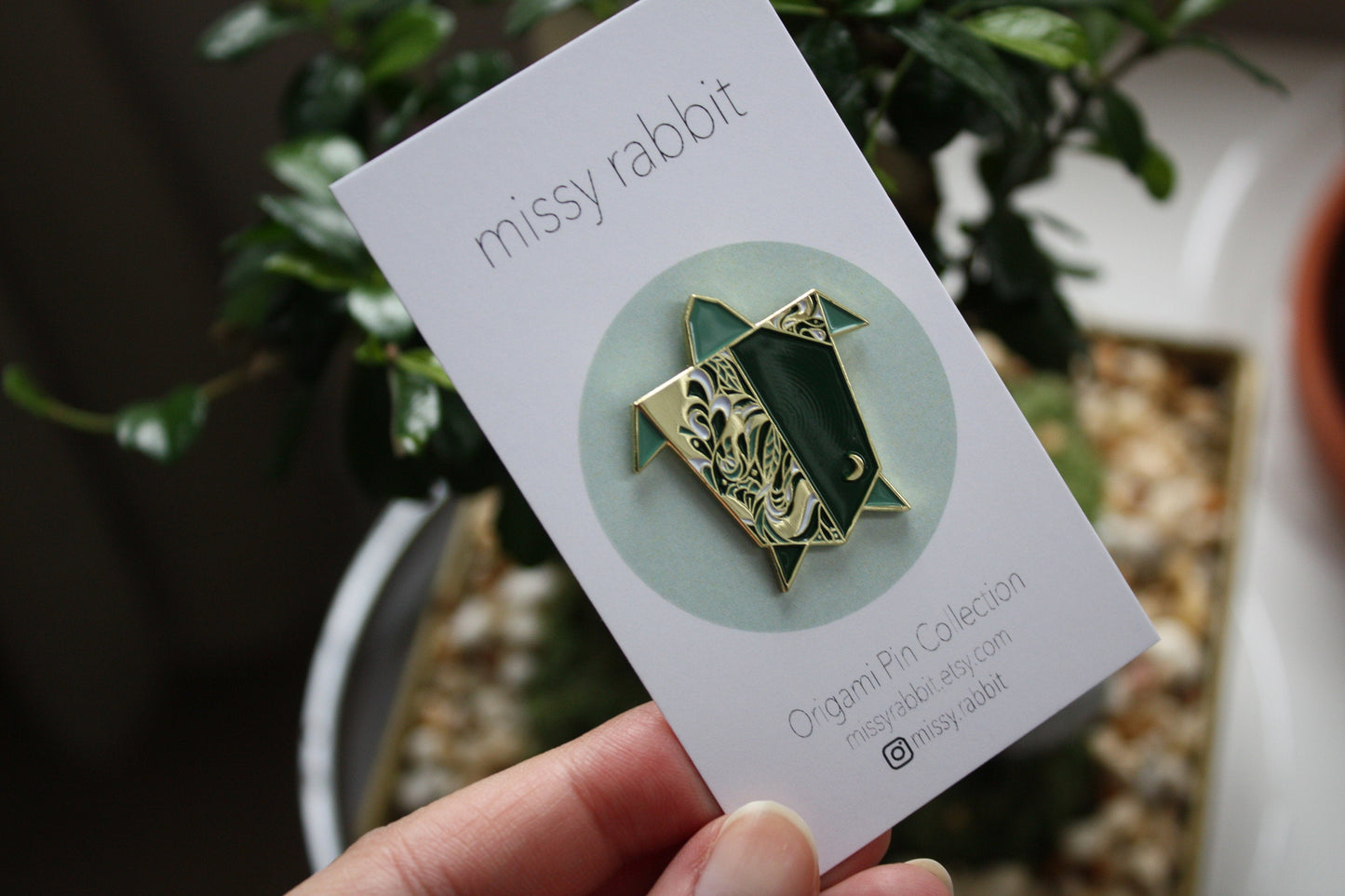 Origami Turtle Enamel Pin