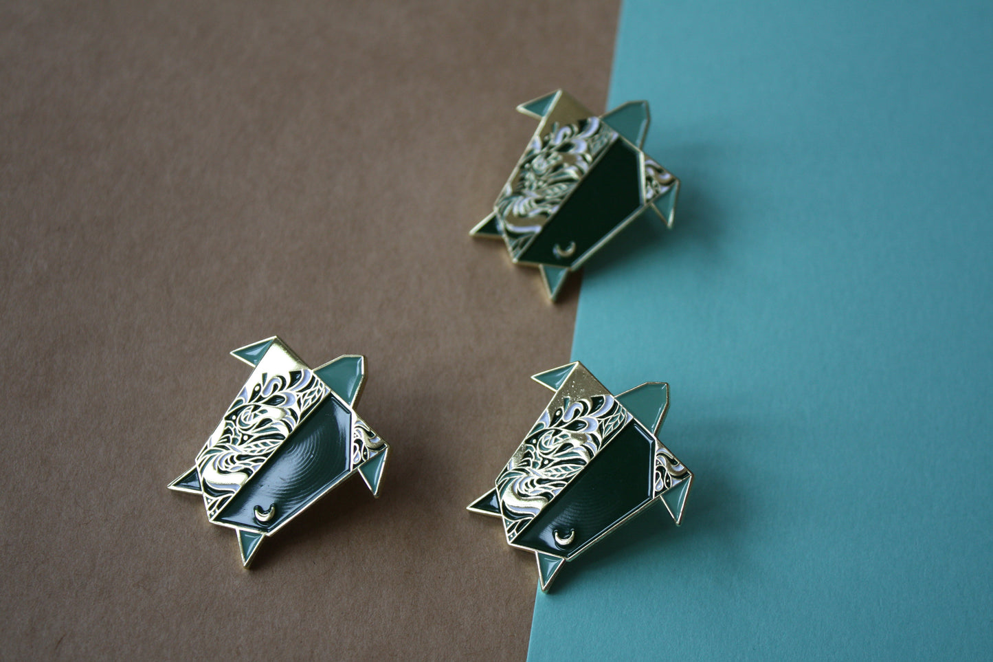 Origami Turtle Enamel Pin