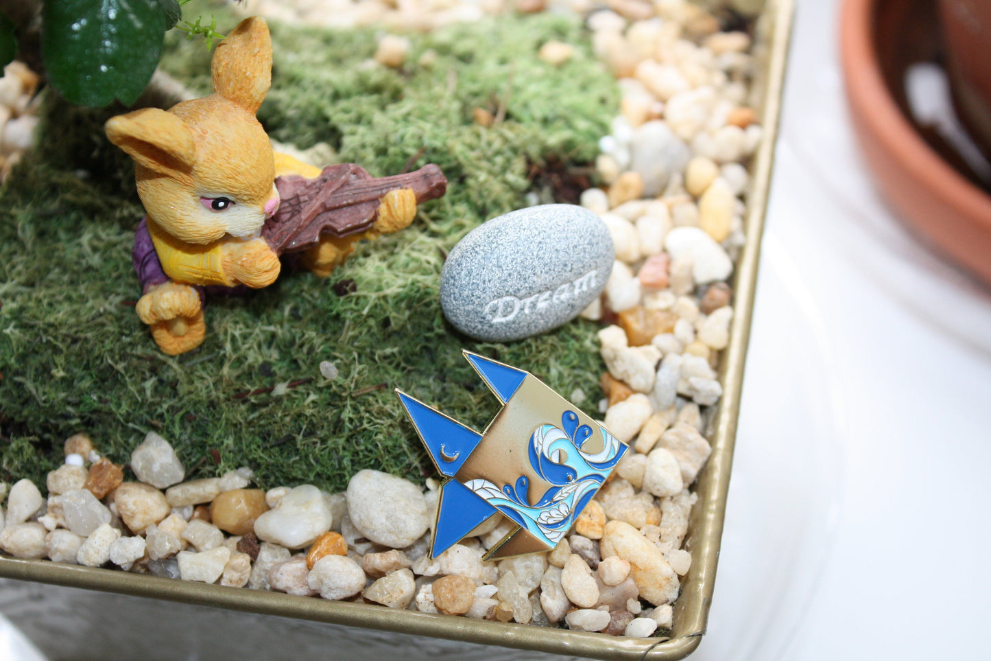 Origami Blue Fish Enamel Pin