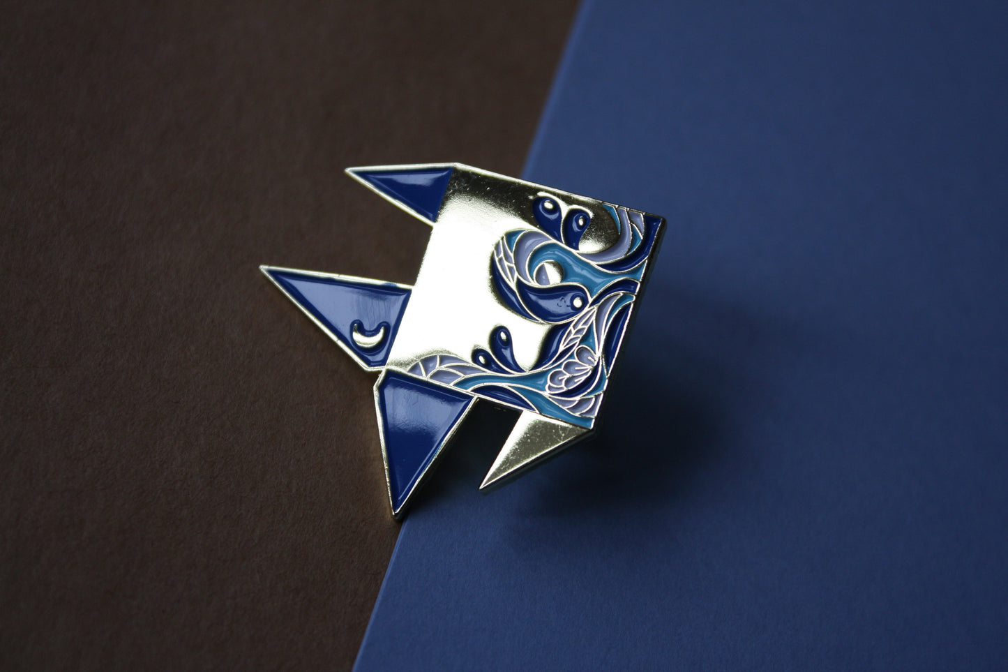 Origami Blue Fish Enamel Pin