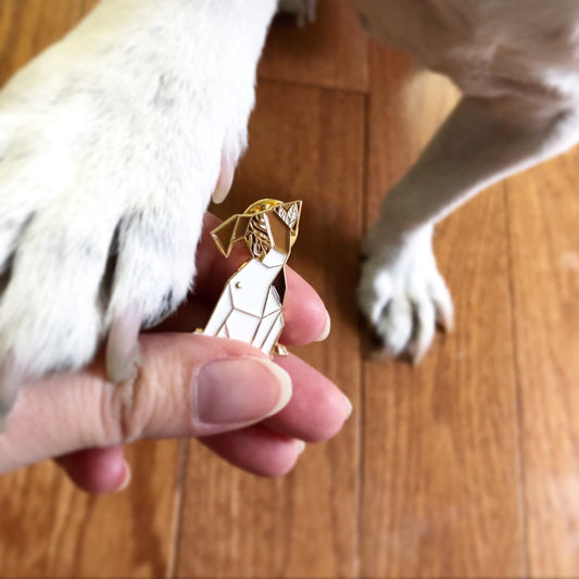 Origami "Nicky" Puppy Dog Enamel Pin