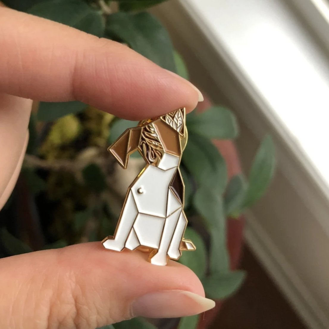 Origami "Nicky" Puppy Dog Enamel Pin