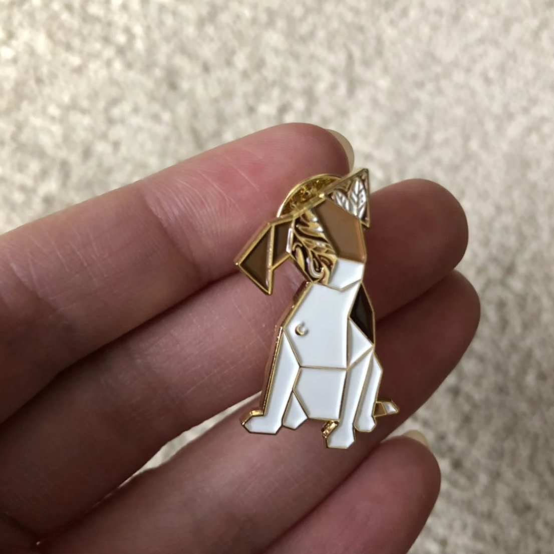Origami "Nicky" Puppy Dog Enamel Pin
