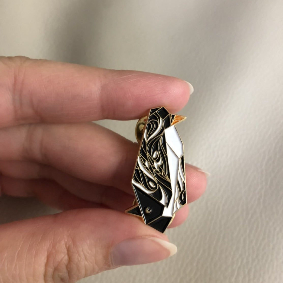 Origami Penguin Enamel Pin