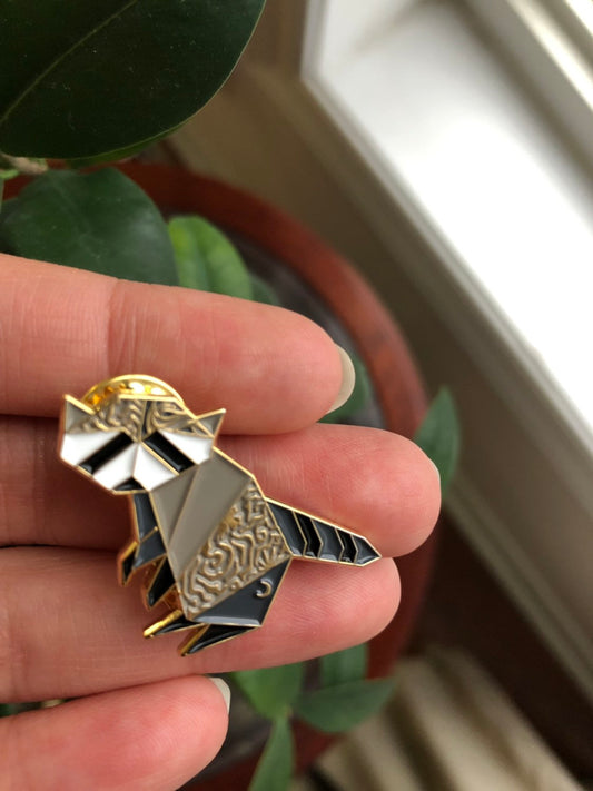 Origami Raccoon Enamel/Lapel Hat Pin