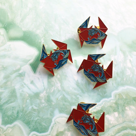 Origami Cancer/Crab Enamel Pin