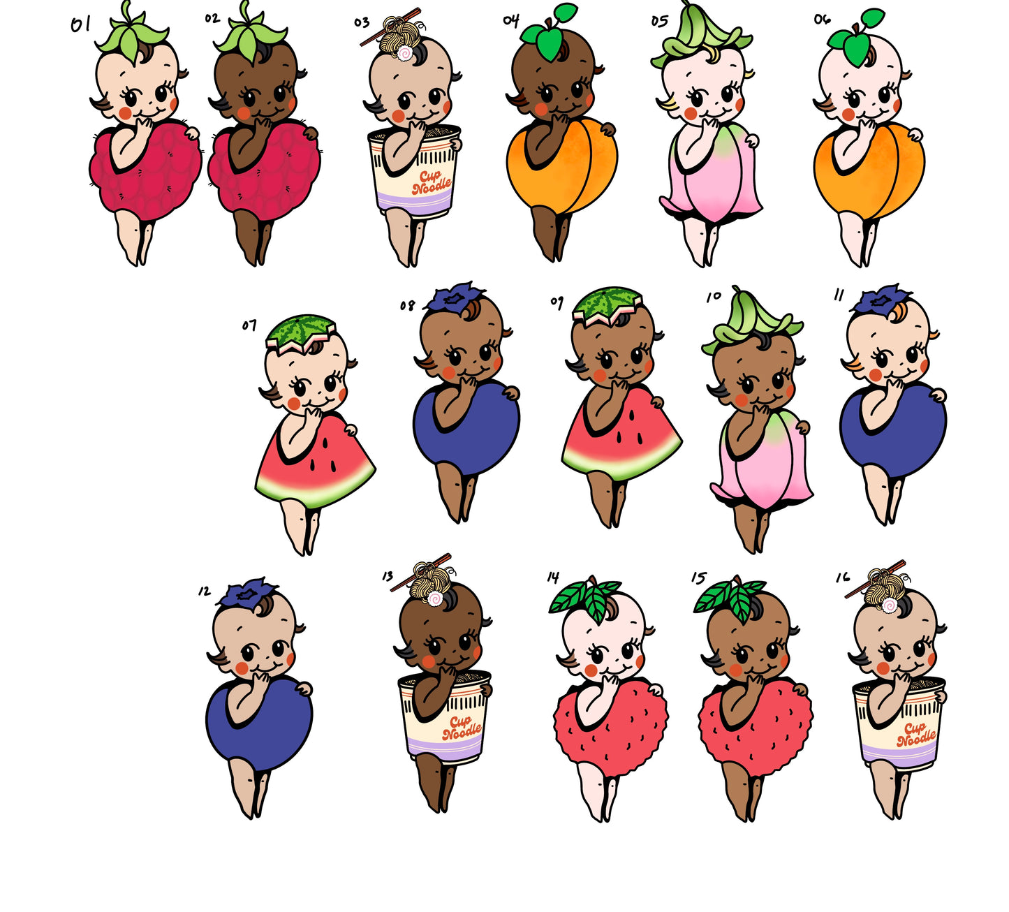 Cutie Food Baby Stickers