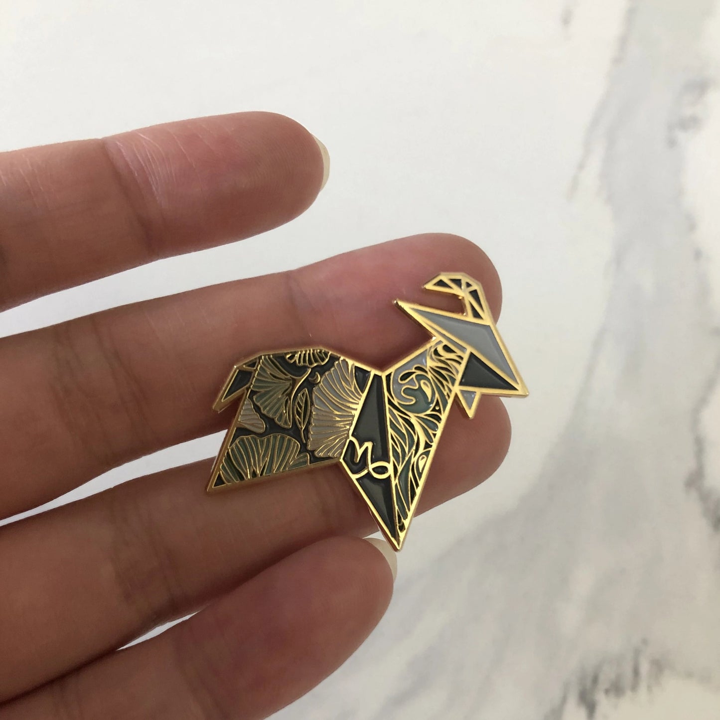 Origami Capricorn/Horned Goat Enamel Pin