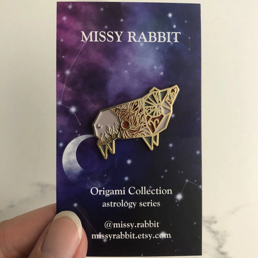 Origami Aries/Ram Enamel Pin
