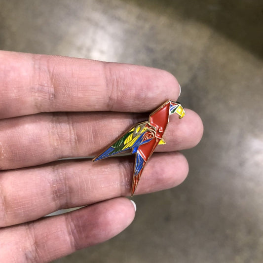 Origami Parrot Enamel Pin