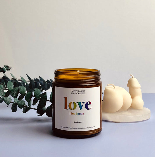 PRIDE Rainbow "Love" Sentiment Soy Candle