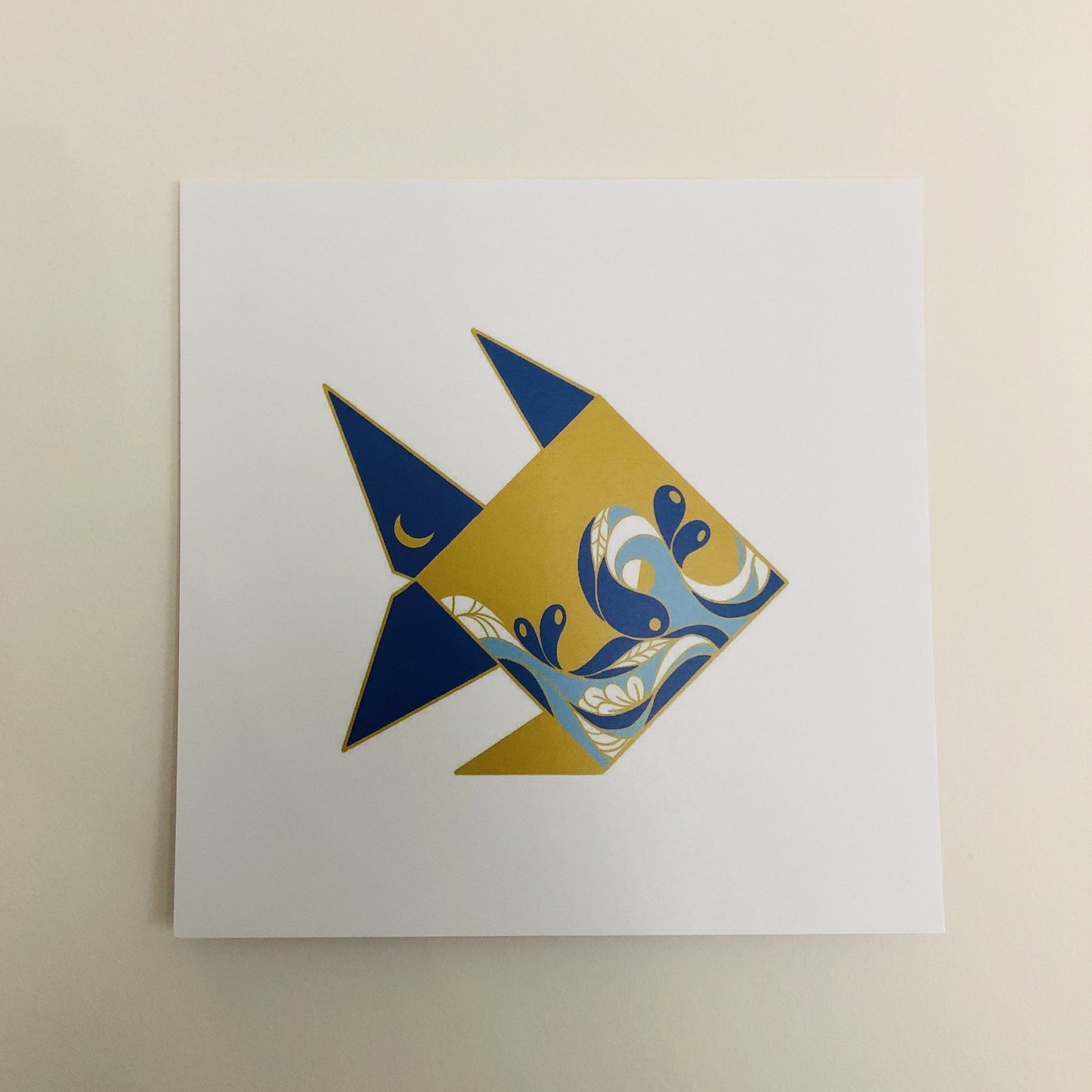 Blue Origami Fish Art Print