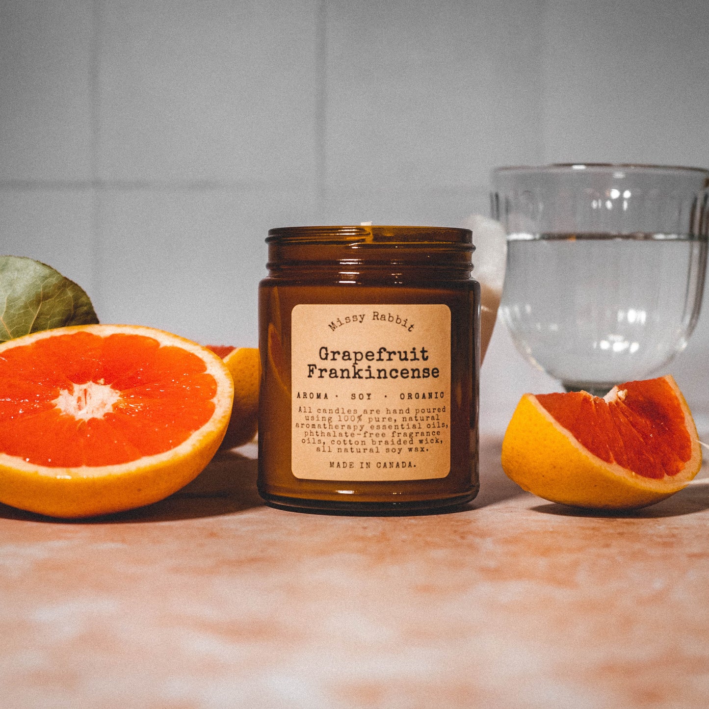 Grapefruit Frankincense Essential Oil Handcrafted Soy Candle