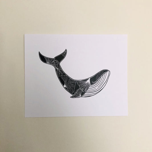 Gingko Whale Art Print