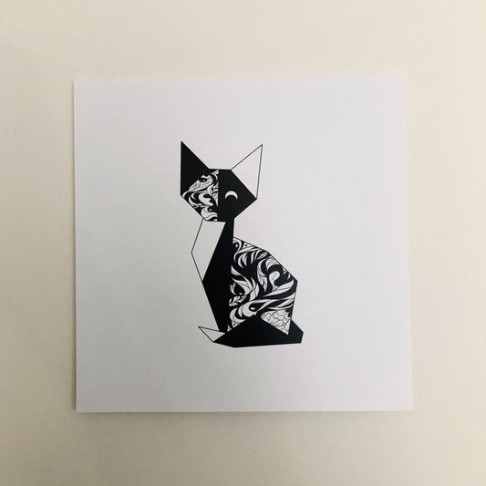 Origami Cat Art Print