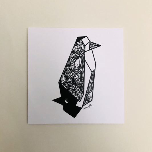 Origami Penguin Art Print