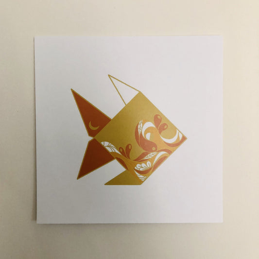 Yellow Origami Fish Art Print
