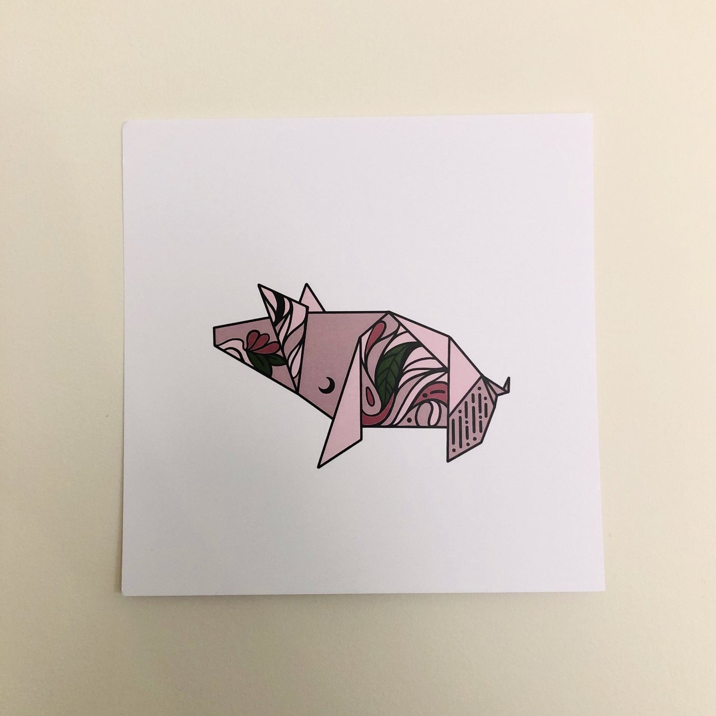 Origami Pig Art Print