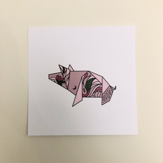 Origami Pig Art Print